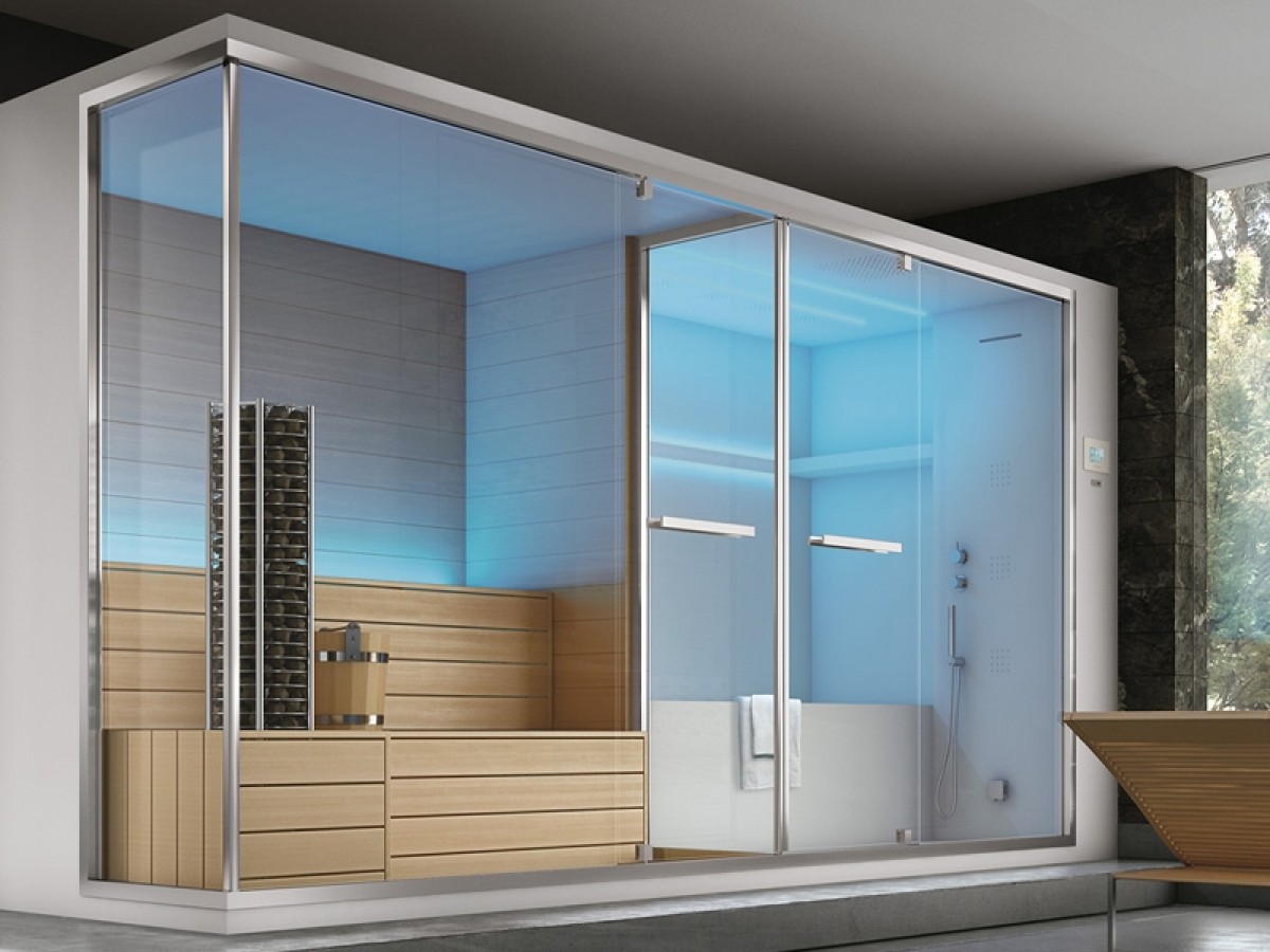 Hafro Olimpo bagno turco angolare con sauna, doccia e vasca integrata. cod. SET60021-1D009